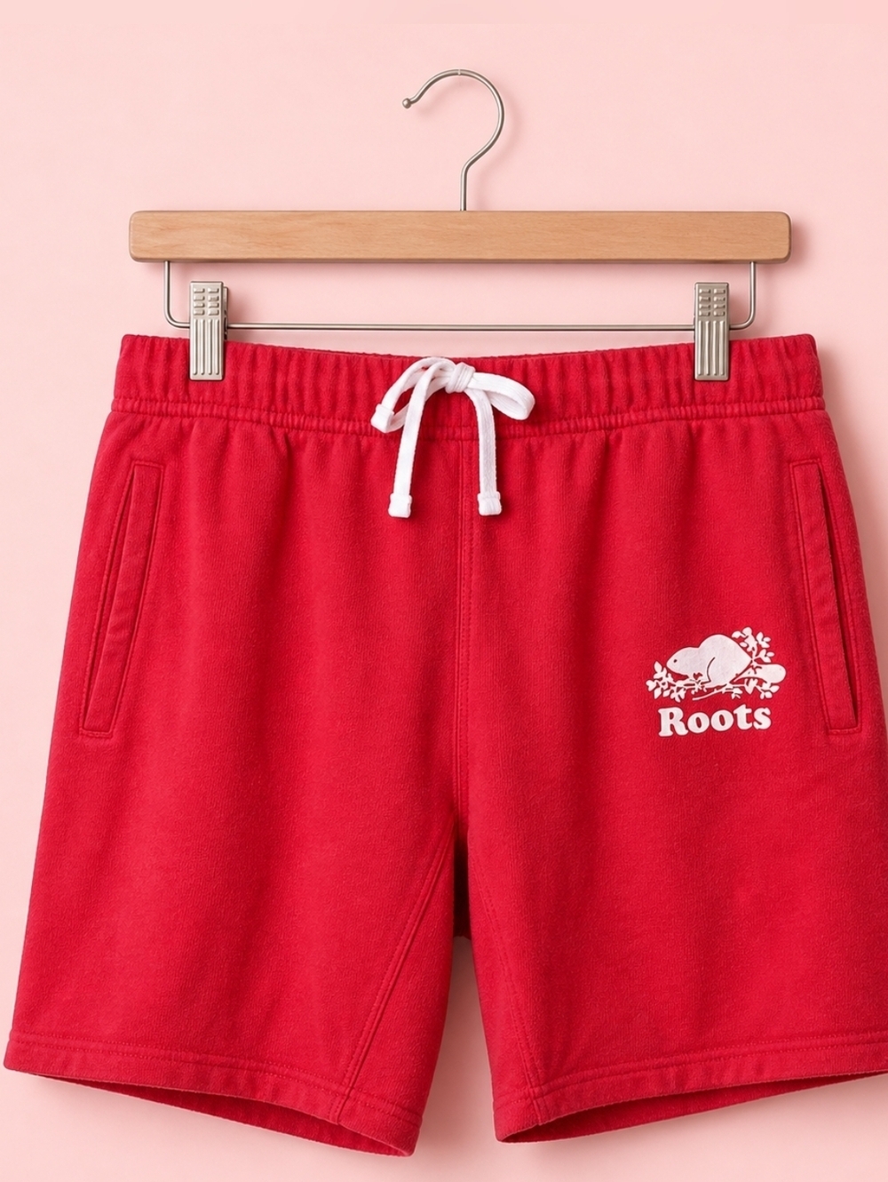 Roots Mens Red Sweatshort Shorts Sz Medium